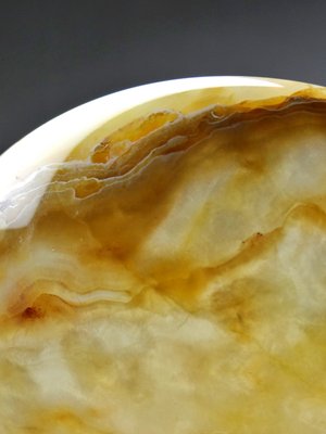 Small Vintage Honey Onyx Footed Bowl 60s Italy-GRD-2020157