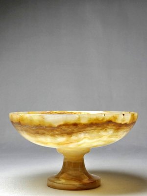 Small Vintage Honey Onyx Footed Bowl 60s Italy-GRD-2020157