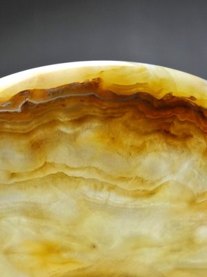 Small Vintage Honey Onyx Footed Bowl 60s Italy-GRD-2020157