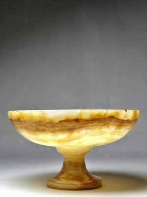 Small Vintage Honey Onyx Footed Bowl 60s Italy-GRD-2020157