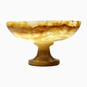 Small Vintage Honey Onyx Footed Bowl 60s Italy-GRD-2020157