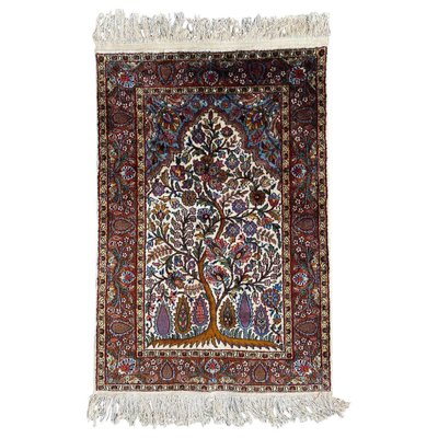 Small Vintage Indian Fine Silk Rug-YMM-1062117