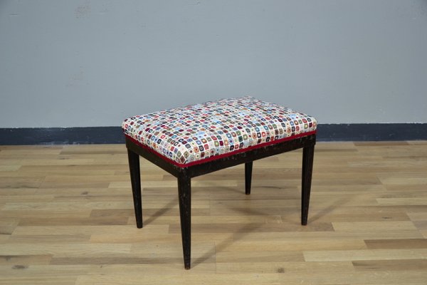 Small Vintage Italian Upholstered Stool, 1950s-QZZ-942082