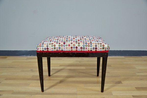 Small Vintage Italian Upholstered Stool, 1950s-QZZ-942082