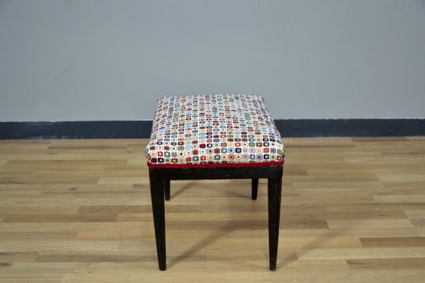 Small Vintage Italian Upholstered Stool, 1950s-QZZ-942082