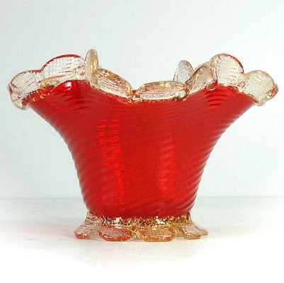 Small Vintage Murano Ribbed Dish, 1930s-GIW-2032074