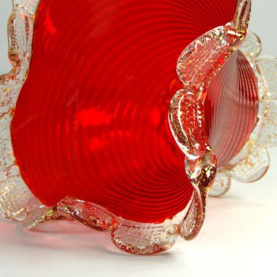 Small Vintage Murano Ribbed Dish, 1930s-GIW-2032074