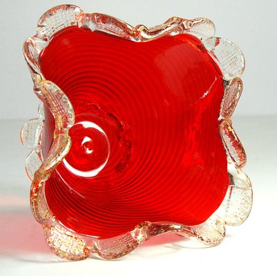 Small Vintage Murano Ribbed Dish, 1930s-GIW-2032074