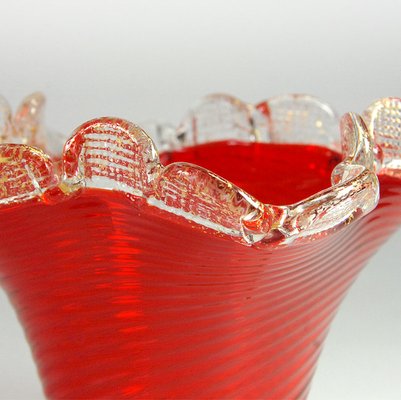 Small Vintage Murano Ribbed Dish, 1930s-GIW-2032074