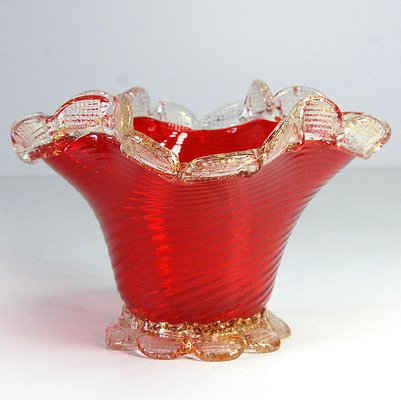 Small Vintage Murano Ribbed Dish, 1930s-GIW-2032074