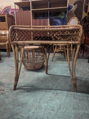 Small Vintage Rattan Desk-HLV-1819789