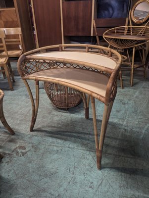 Small Vintage Rattan Desk-HLV-1819789