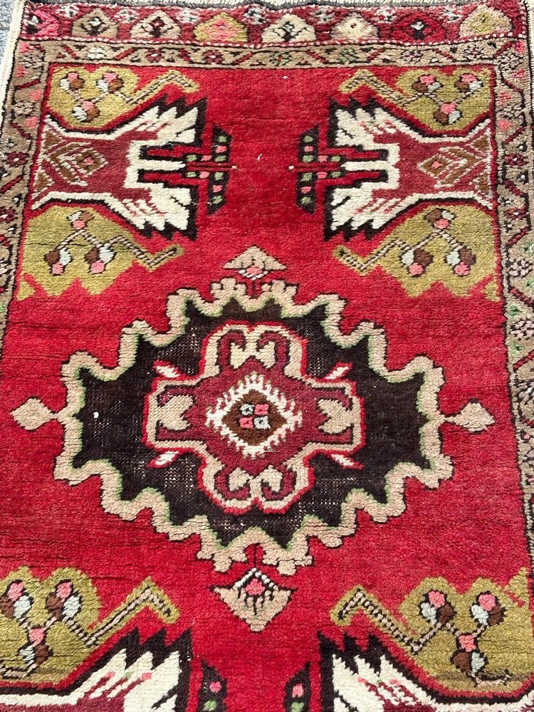 Small Vintage Turkish Bobyrugs Yastik Rug, 1970s