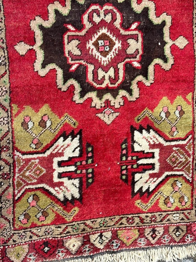 Small Vintage Turkish Bobyrugs Yastik Rug, 1970s