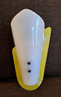 Small Vintage Wall Lamp with White Plastic Shade on Yellow Plastic Holder, 1970s-HOI-2016162