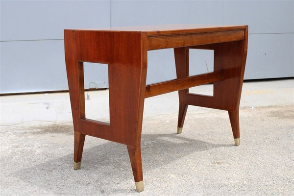 Small Vintage Walnut Desk with Laminated Top & Brass Tips by Gio Ponti-EH-914221