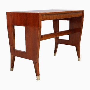 Small Vintage Walnut Desk with Laminated Top & Brass Tips by Gio Ponti-EH-914221