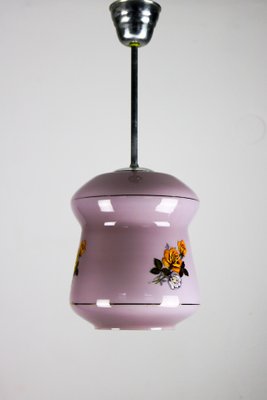 Small Violet Glass Pendant Lamp from EMI, 1940s-HGJ-712513