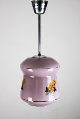 Small Violet Glass Pendant Lamp from EMI, 1940s-HGJ-712513