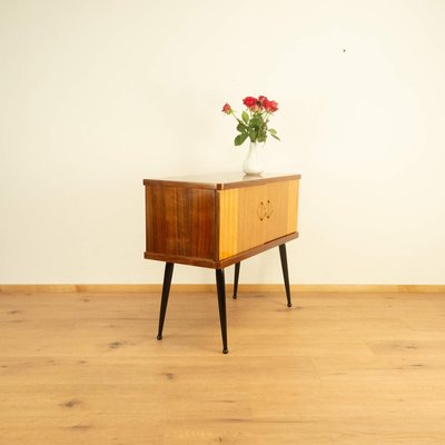 Small Walnut Chest of Drawers with Vertical Decorative Stripes, 1960s-PRK-2004537