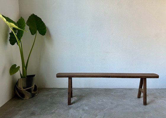 Small Walnut Farm Bench, 1950s-WKI-2027627