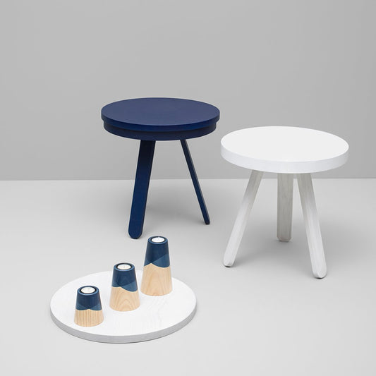 Small White Batea Tray Table by Daniel García Sánchez for WOODENDOT