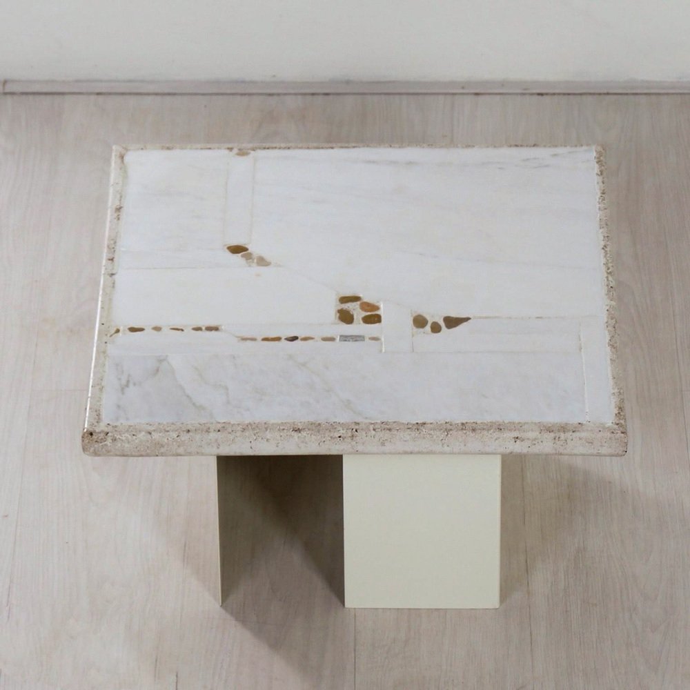 Small White Marble Coffee Table by Paul Kingma, 1980s