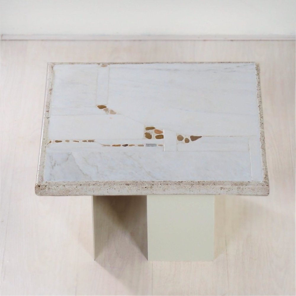 Small White Marble Coffee Table by Paul Kingma, 1980s