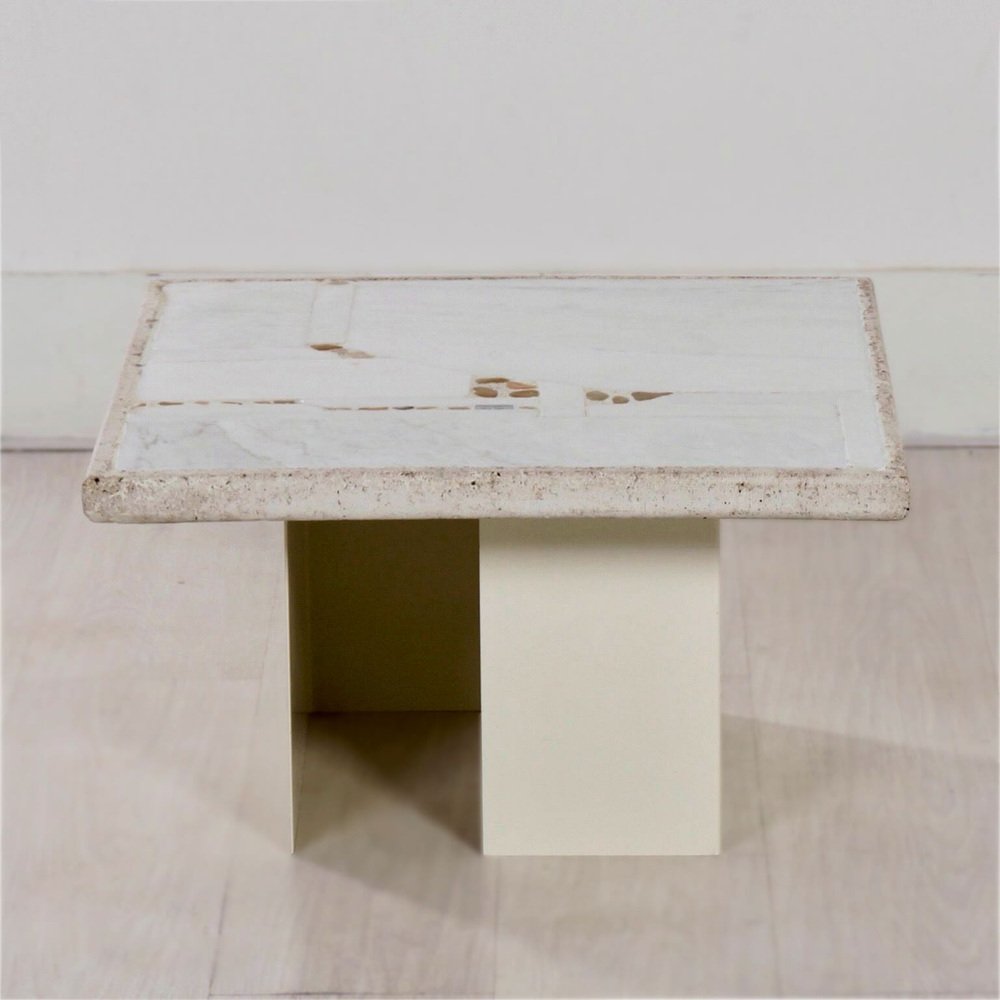 Small White Marble Coffee Table by Paul Kingma, 1980s