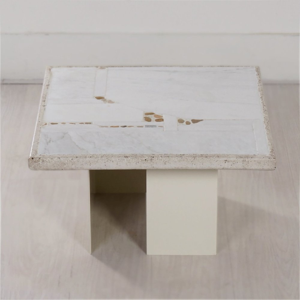 Small White Marble Coffee Table by Paul Kingma, 1980s