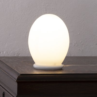 Small White Satin Murano Glass Table Lamp, Italy-MPO-1409164