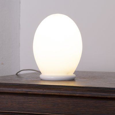 Small White Satin Murano Glass Table Lamp, Italy-MPO-1409164