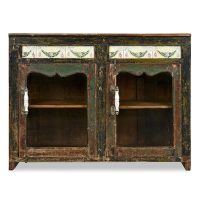 Small Wooden Sideboard with Ceramic Tiles-NQ-2040781