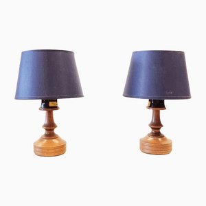 Small Wooden Table Lamps from Aka Electric, Germany, Set of 2-LDW-1264147