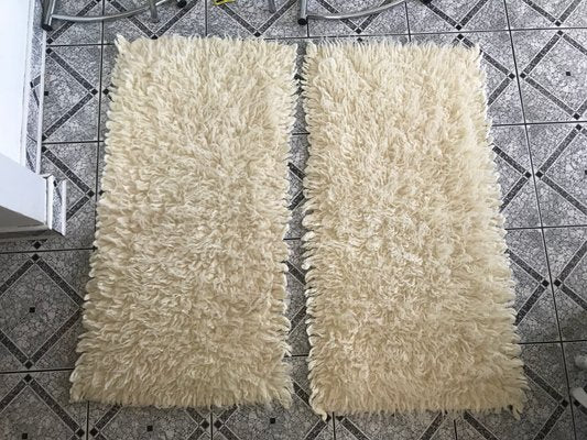 Small Woolen Rugs in Cream Color, 1970s, Set of 2-WQQ-1228967