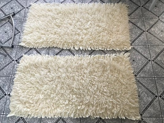 Small Woolen Rugs in Cream Color, 1970s, Set of 2-WQQ-1228967