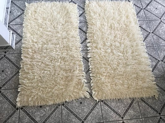 Small Woolen Rugs in Cream Color, 1970s, Set of 2-WQQ-1228967