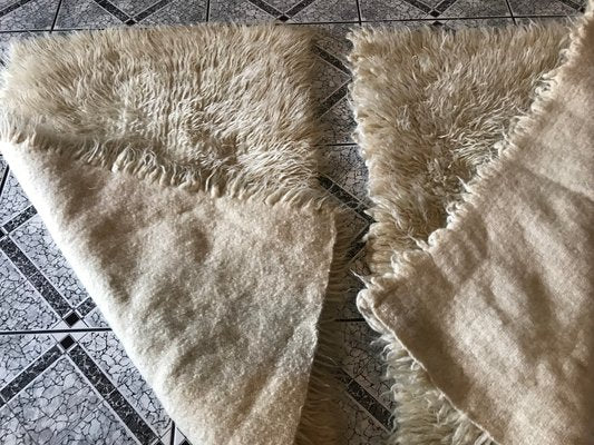 Small Woolen Rugs in Cream Color, 1970s, Set of 2-WQQ-1228967