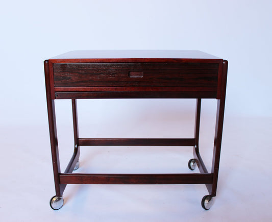 Small Work Table in Rosewood with Wheels from Gelsted, 1960s