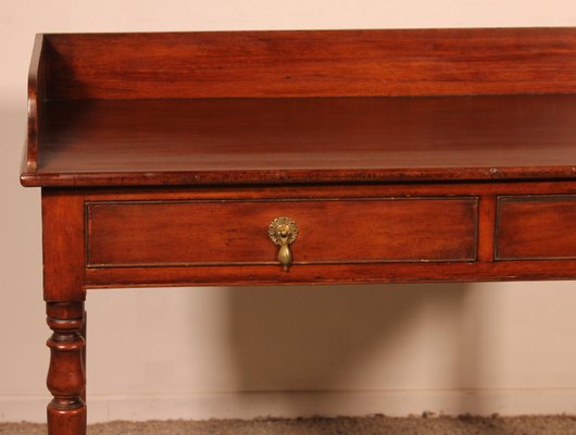 Small Writing Table with Two Drawers in Mahogany-HPU-1784075