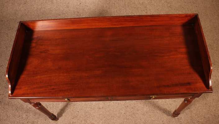 Small Writing Table with Two Drawers in Mahogany-HPU-1784075