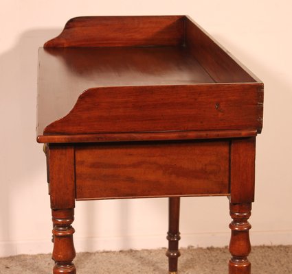 Small Writing Table with Two Drawers in Mahogany-HPU-1784075