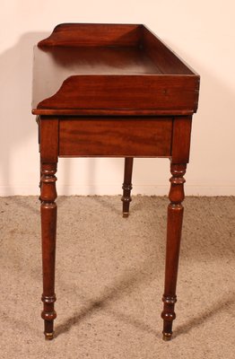 Small Writing Table with Two Drawers in Mahogany-HPU-1784075