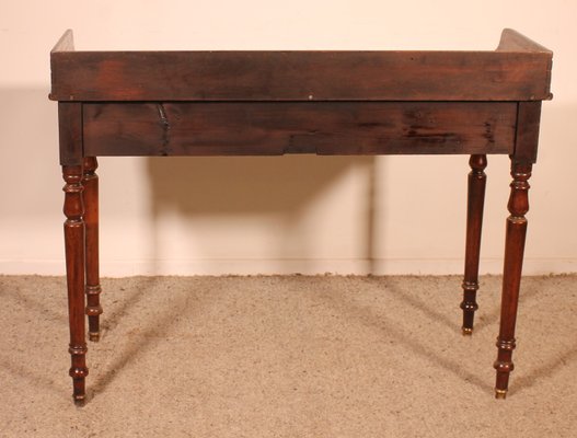 Small Writing Table with Two Drawers in Mahogany-HPU-1784075