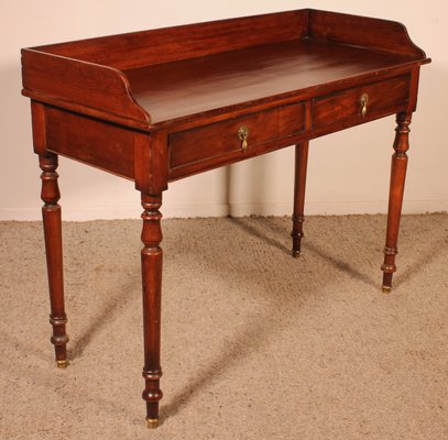 Small Writing Table with Two Drawers in Mahogany-HPU-1784075