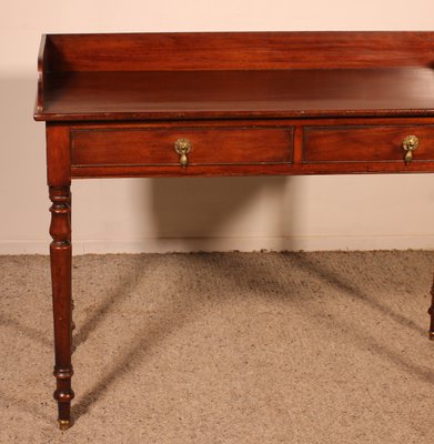 Small Writing Table with Two Drawers in Mahogany-HPU-1784075