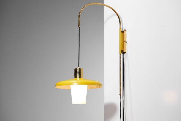 Small Yellow Swing Wall Lamp Attributed to Stilnovo, 1950s-YU-1173825