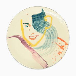 Smiling Woman - Original Hand-made Flat Ceramic Dish by A. Kurakina - 2019 2019-ZCI-758707