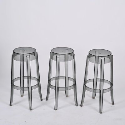 Smoke Grey Charles Ghost Stool attributed to Philippe Starck for Kartell, Italy, 1990s-JDR-1446870