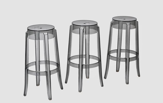 Smoke Grey Charles Ghost Stool attributed to Philippe Starck for Kartell, Italy, 1990s-JDR-1446870